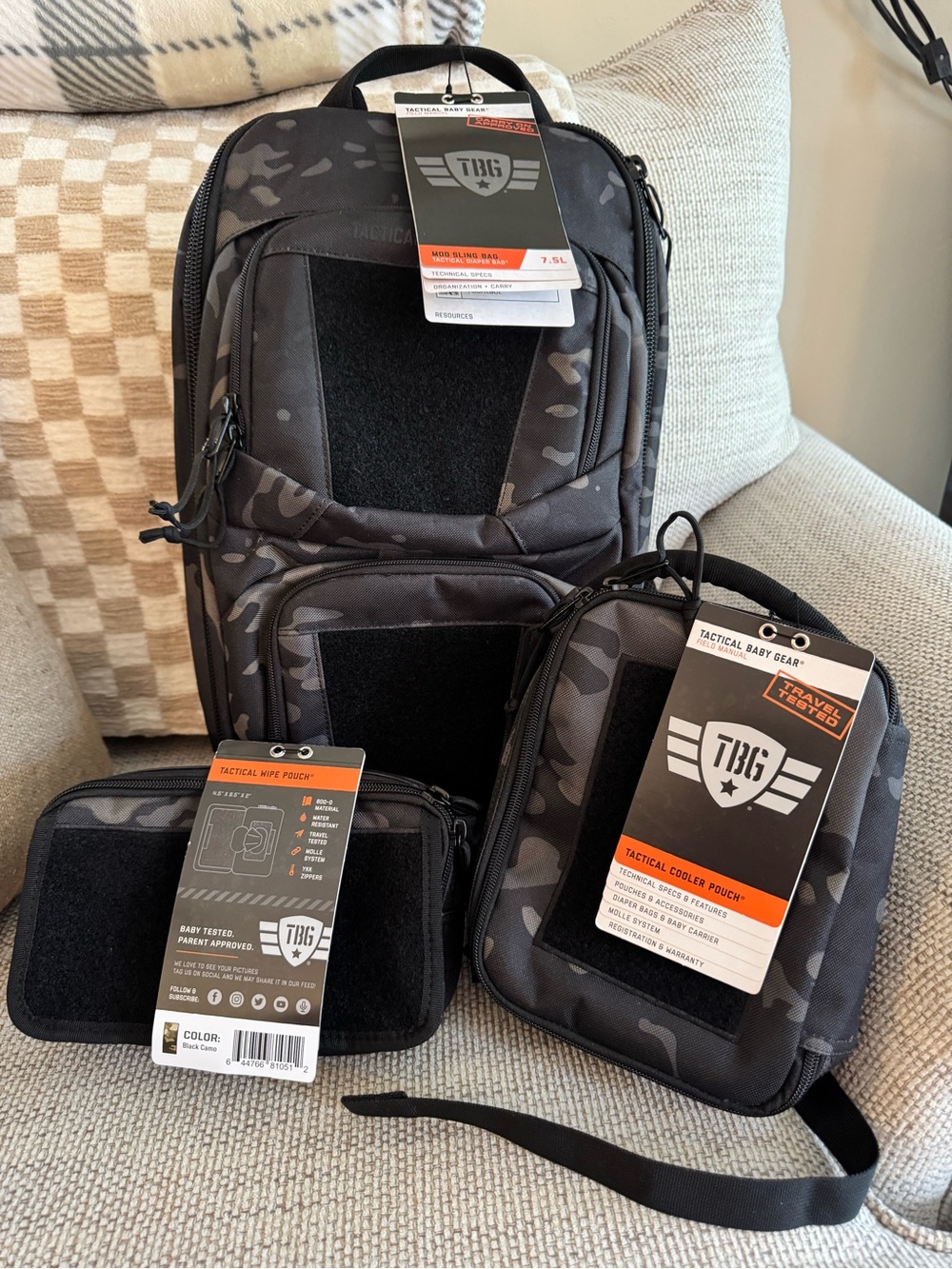 TBG Tactical Backpack and Pouch Set - Black Camo